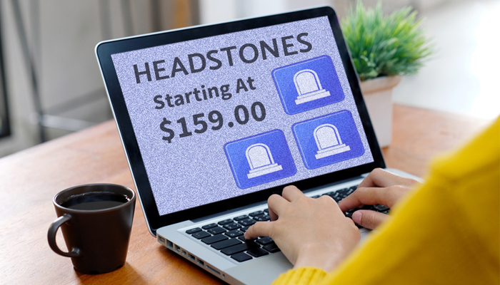 A laptop computer with an image of online monument seller with cheap price.
